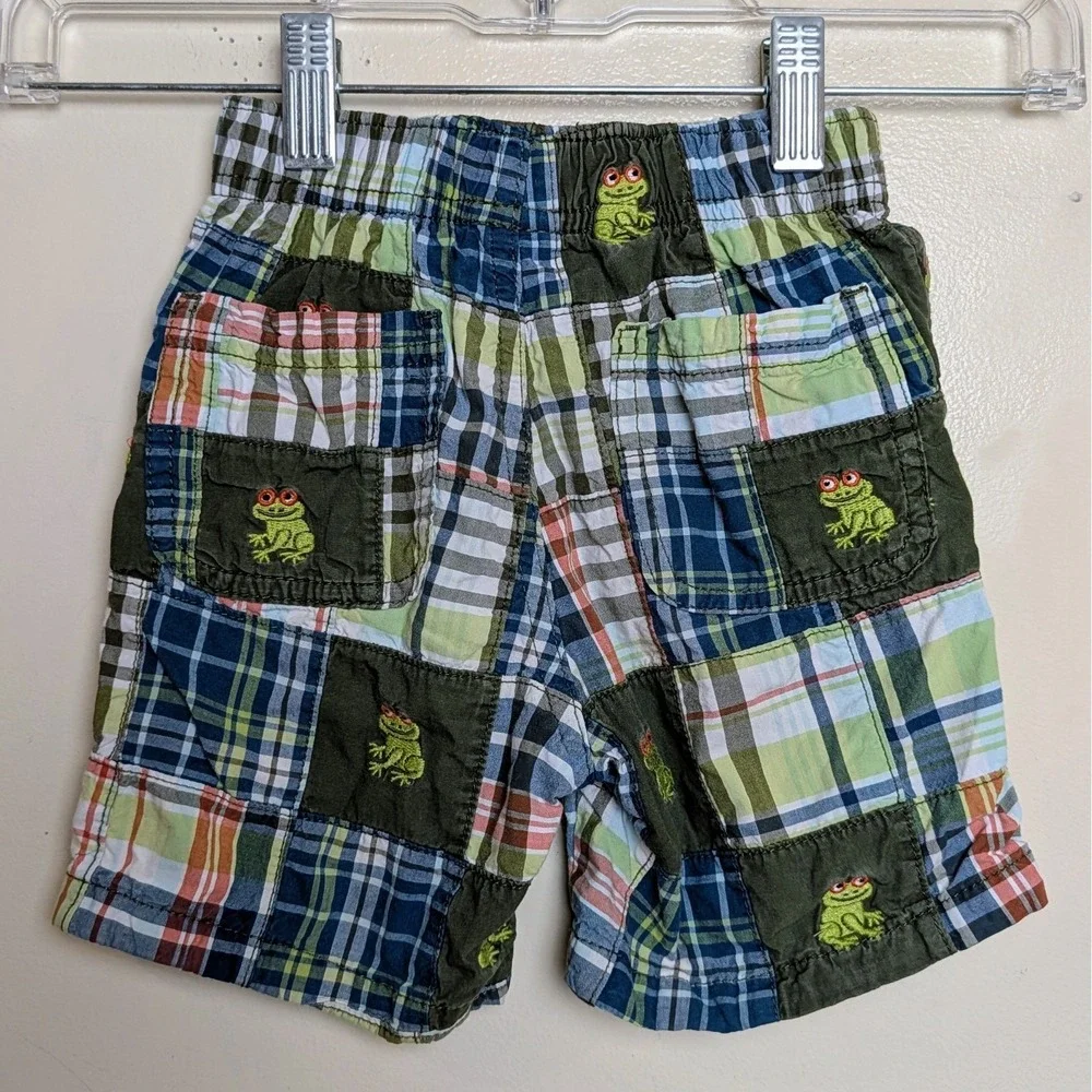 Gymboree Tree Frog Plaid Patchwork Shorts Froggy Friends 2012 Size 2T